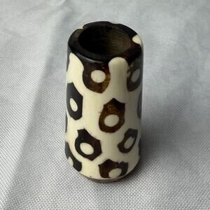 VTG Tiny Peruvian Chulucanas Pottery Mini Vase Hexagon Dot Design Peru 2.5" Gift